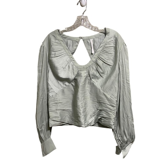 Anthropologie Sz LGP Blouson-Sleeve Blouse Mint - Picture 4 of 7